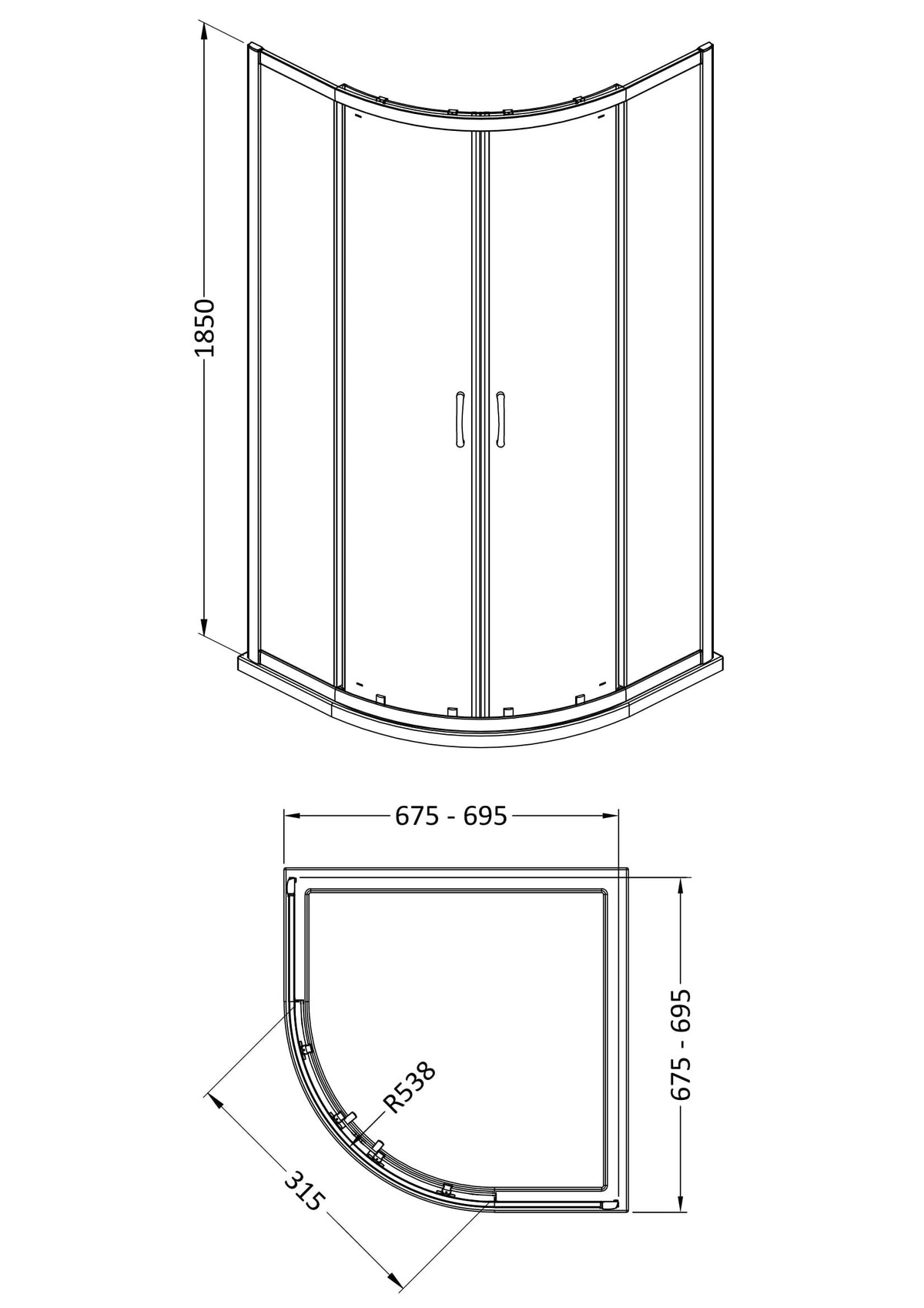 Modern Splash 700mm Chrome Quadrant Shower Enclosure
