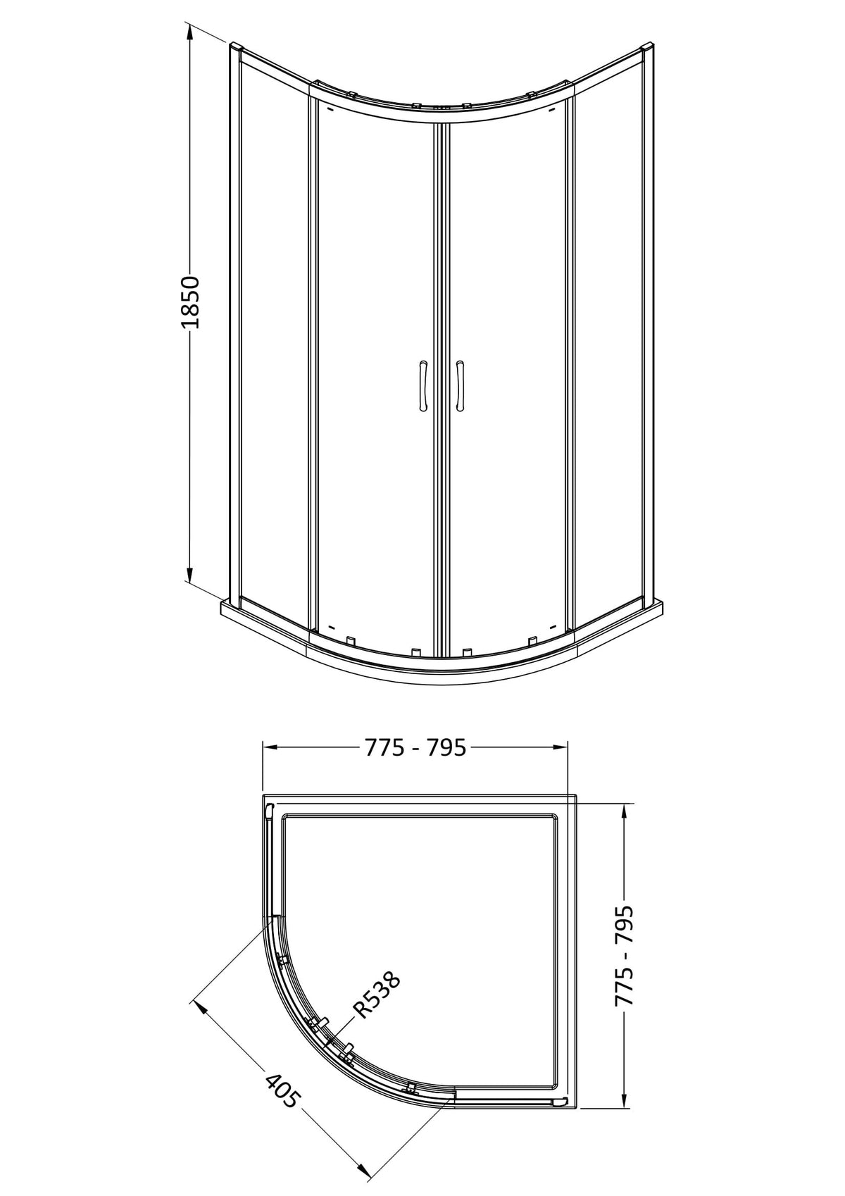 Modern Splash 800mm Chrome Quadrant Shower Enclosure