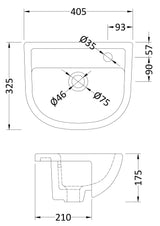 Oculus 400mm 1 Tap Hole Ceramic Semi-Recessed Basin