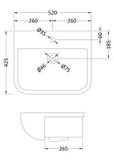 Fossil 1 Tap Hole 500mm Ceramic Square Semi-Recessed Basin