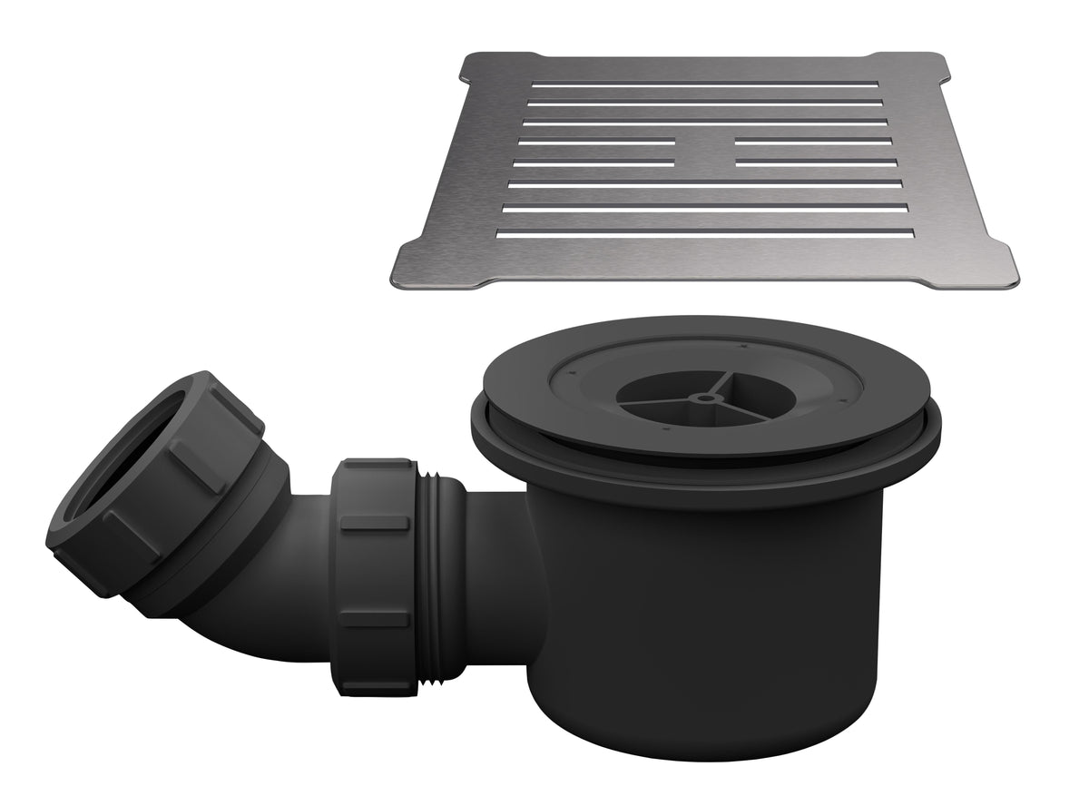 Modern Splash Brushed Pewter Fast Flow Shower Tray Waste With Grid