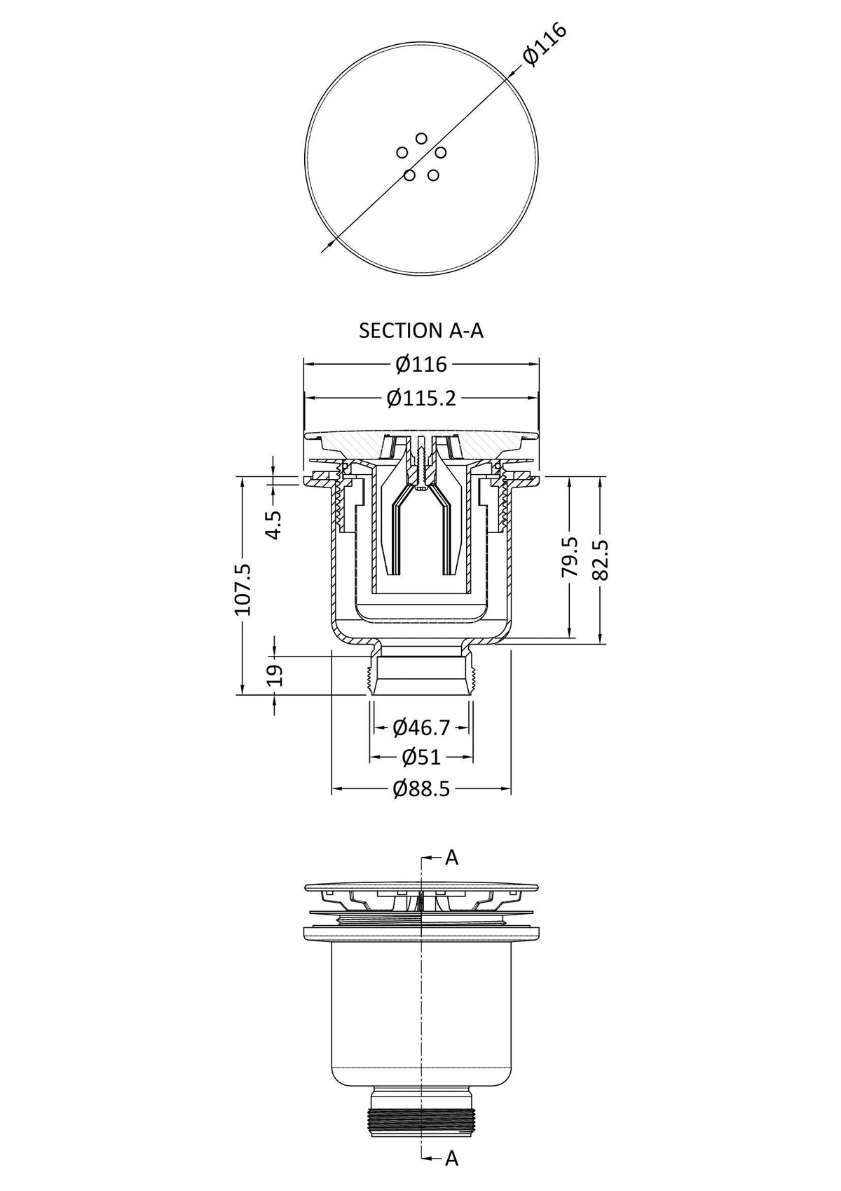 Chrome Fast Flow Shower Tray Waste