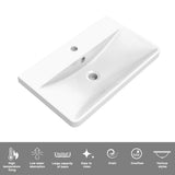 Modern Splash Wall Mounted Bathroom Vanity Unit With Artificial Stone Basin And 2 Soft Close Drawers White Oak 590*345*500mm