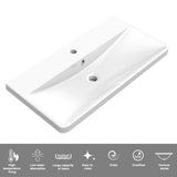 Modern Splash Wall Mounted Bathroom Vanity Unit With Artificial Stone Basin And 2 Soft Close Drawers White Oak 800*395*500mm