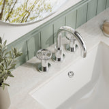 Modern Splash Chrome 3 Tap Hole Basin Mixer With Pop Up Waste