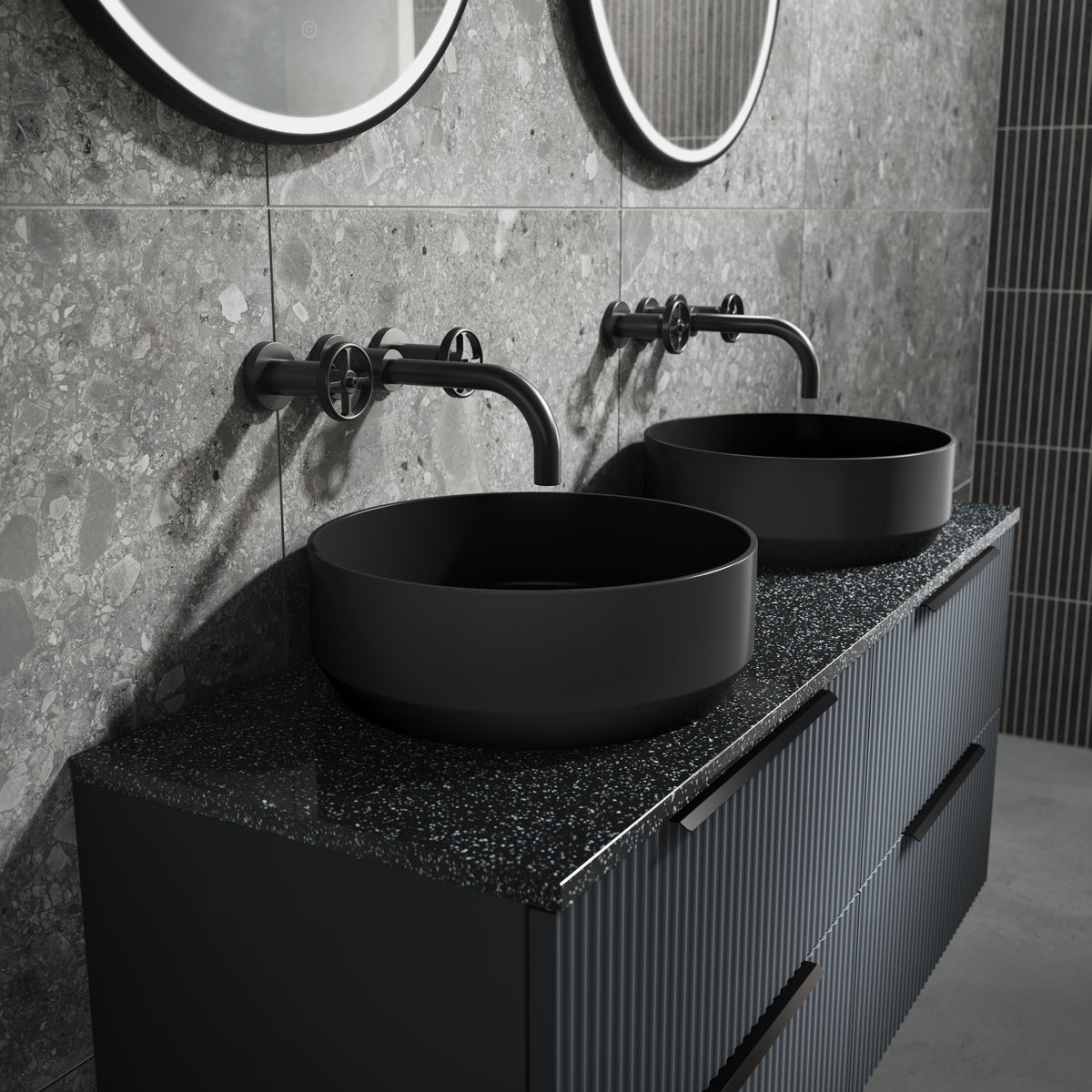 Modern Splash Matt Black Wall Mounted Basin Mixer