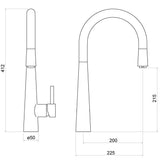 Trisen Jema Brushed Gold Pull Out Single Lever Kitchen Mixer