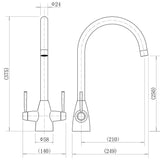 Trisen Roune Brushed Gold Two Handle Kitchen Mixer