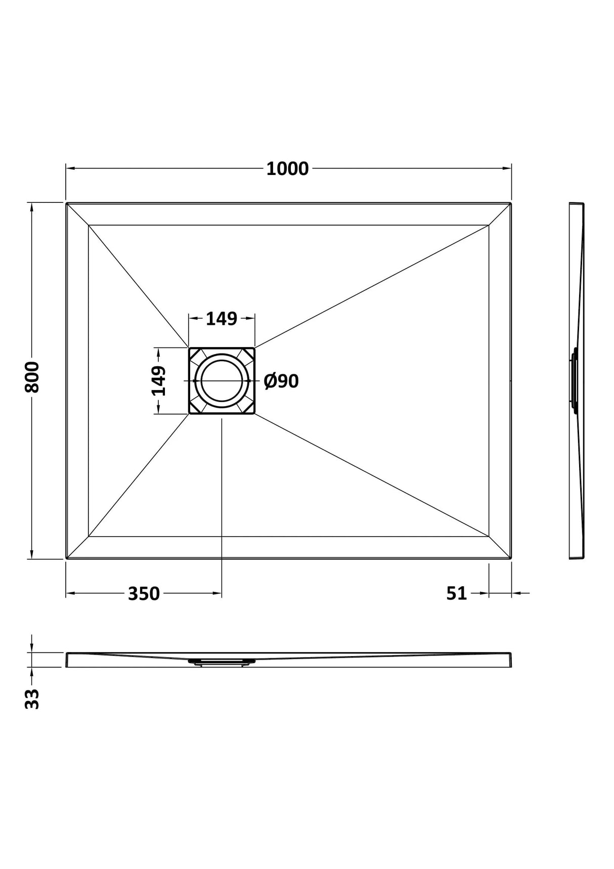 Shower Stone Tray Size