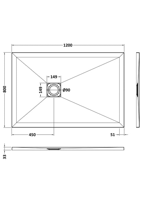 Shower Stone Tray Size