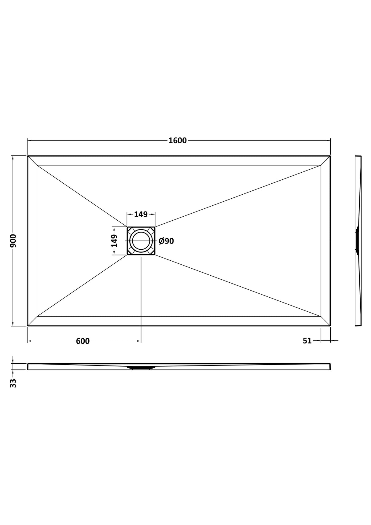 Shower Stone Tray Size
