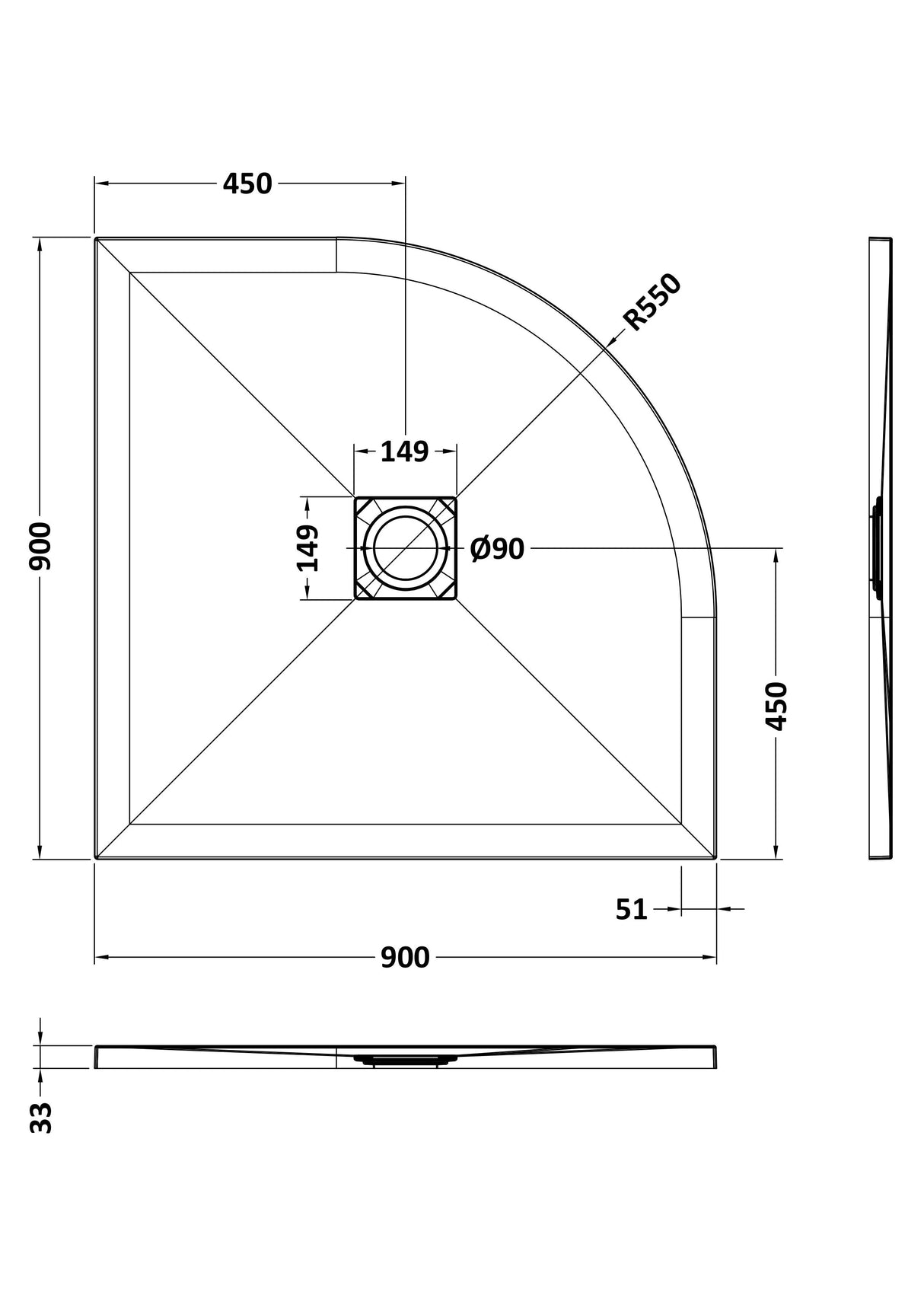 Shower Stone Tray Size