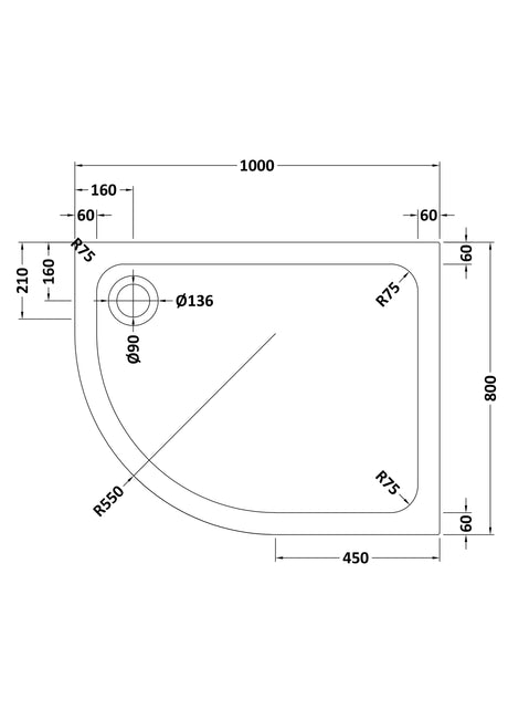 Shower Stone Tray Size