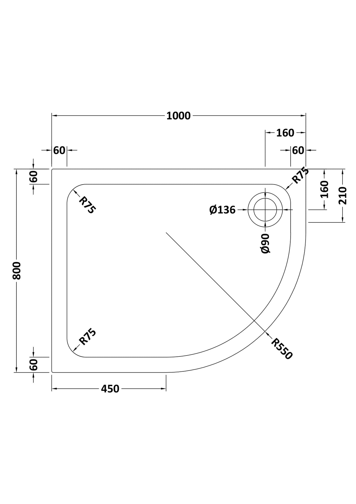 Shower Stone Tray Size