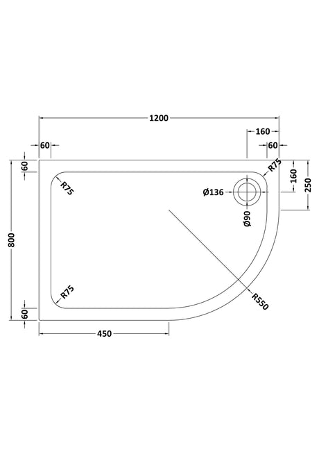 Shower Stone Tray Size