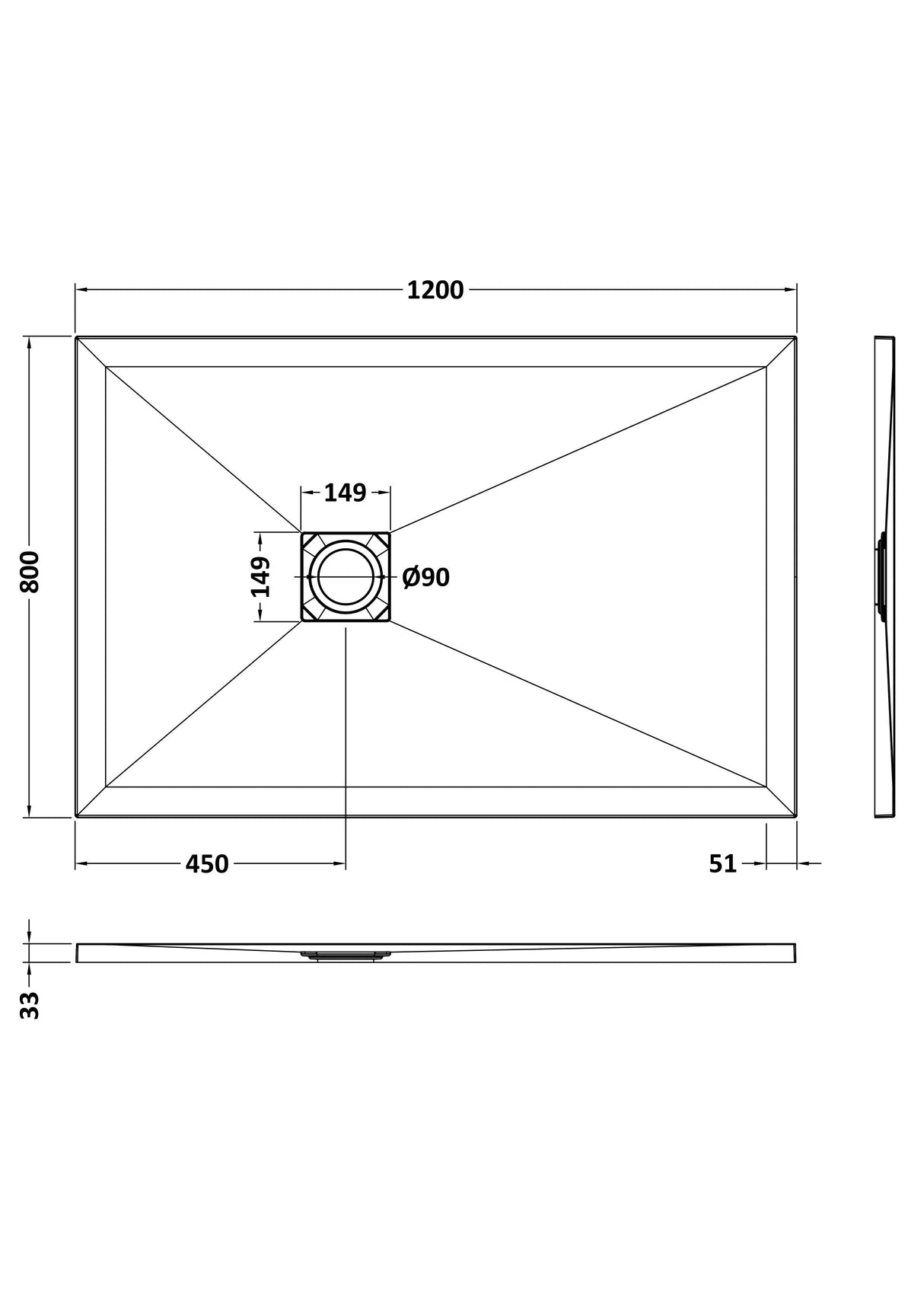 Shower Stone Tray Size