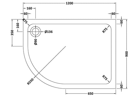 Shower Stone Tray Size