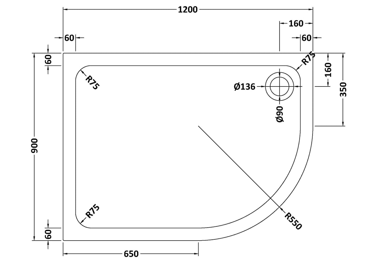Shower Stone Tray Size