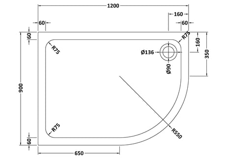Shower Stone Tray Size