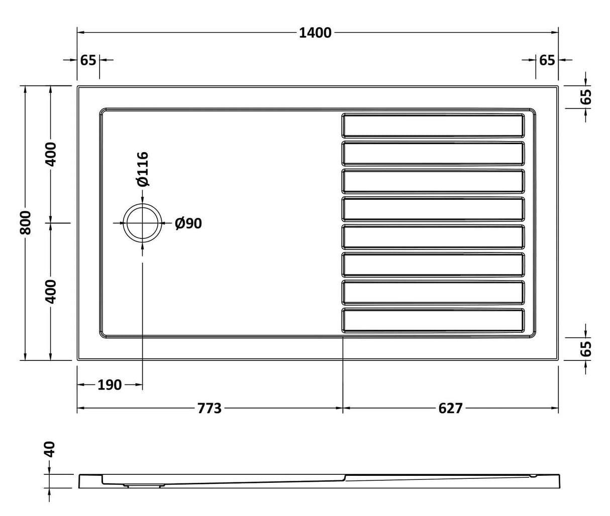 Shower Stone Tray Size