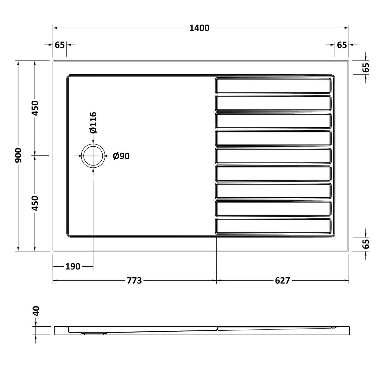 Shower Stone Tray Size