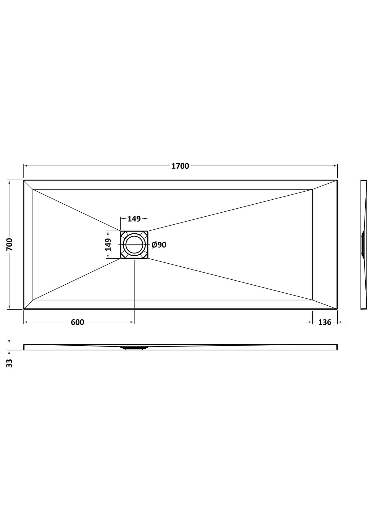 Shower Stone Tray Size