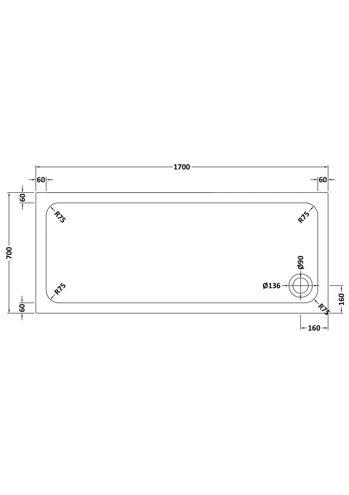 Shower Stone Tray Size