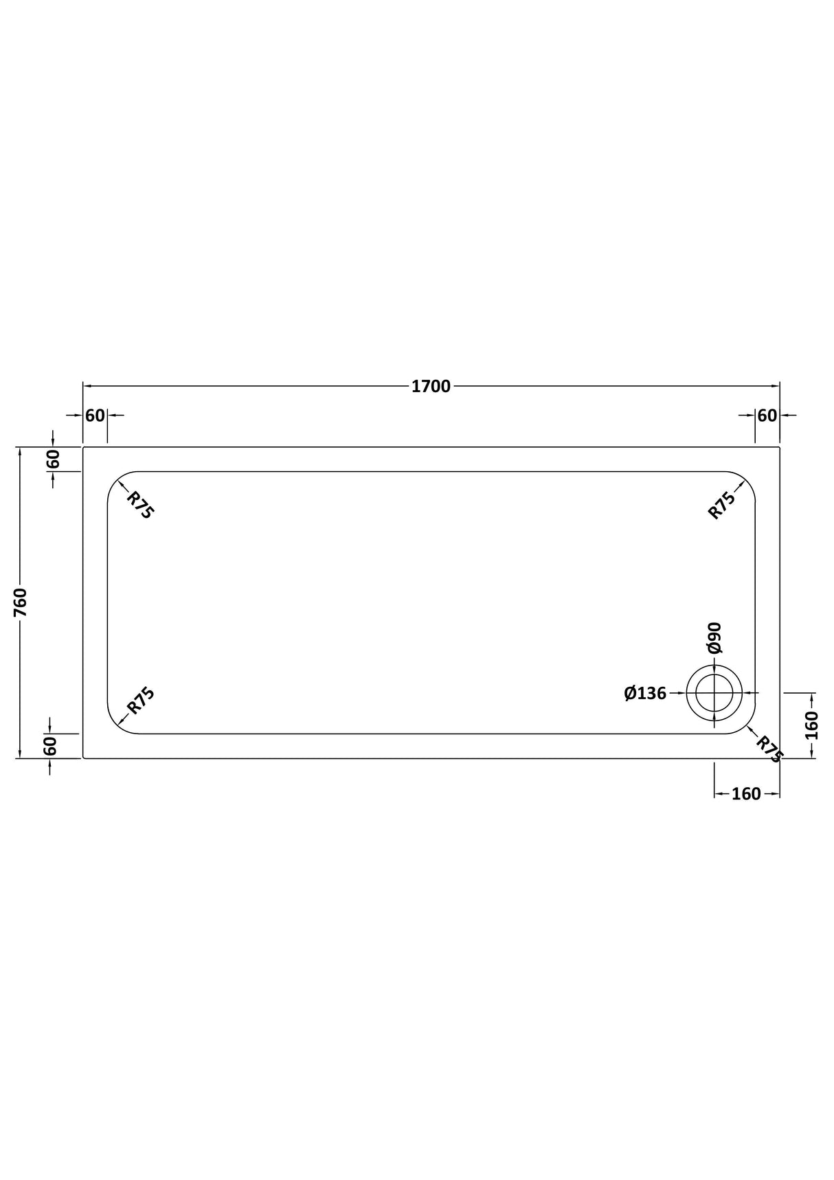 Shower Stone Tray Size