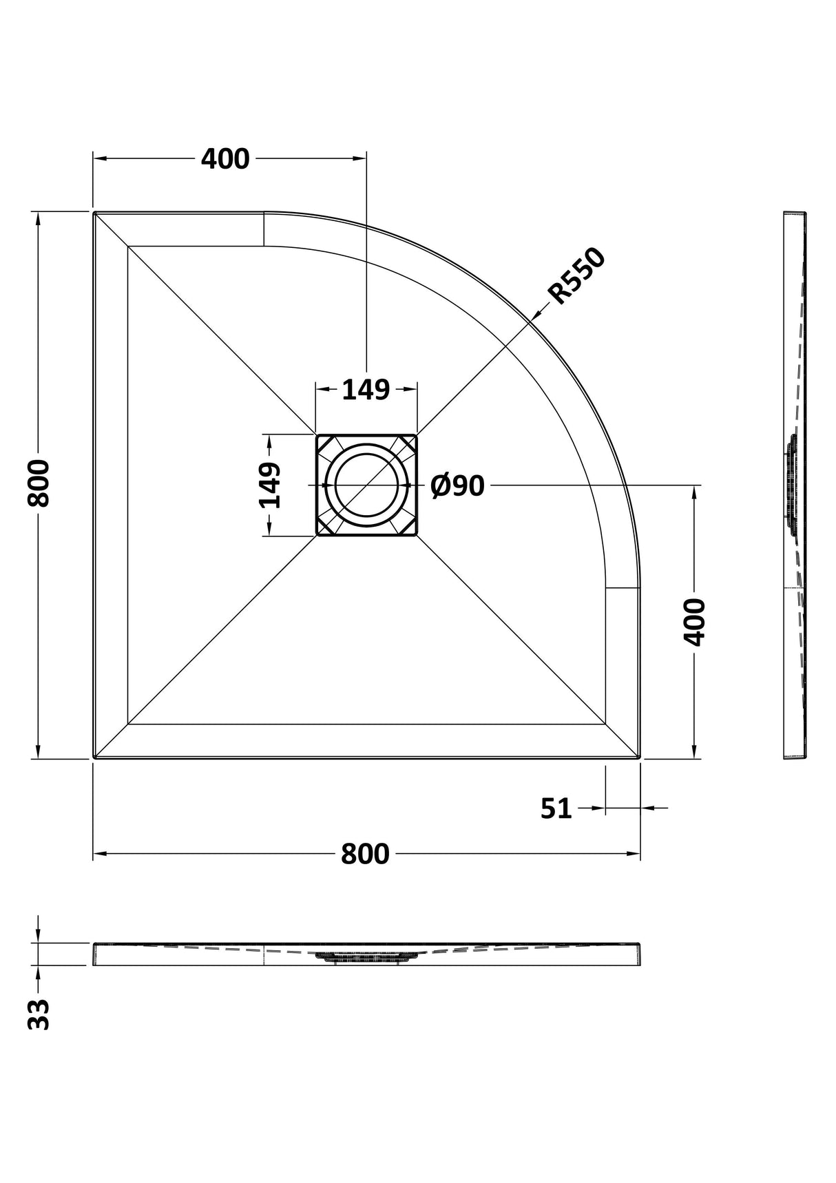 Shower Stone Tray Size