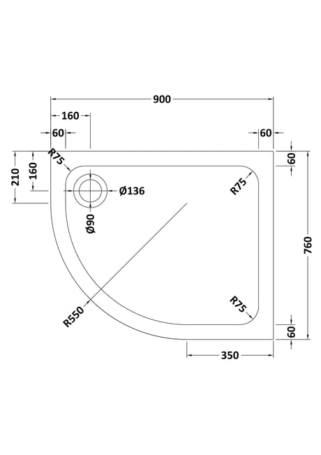 Shower Stone Tray Size