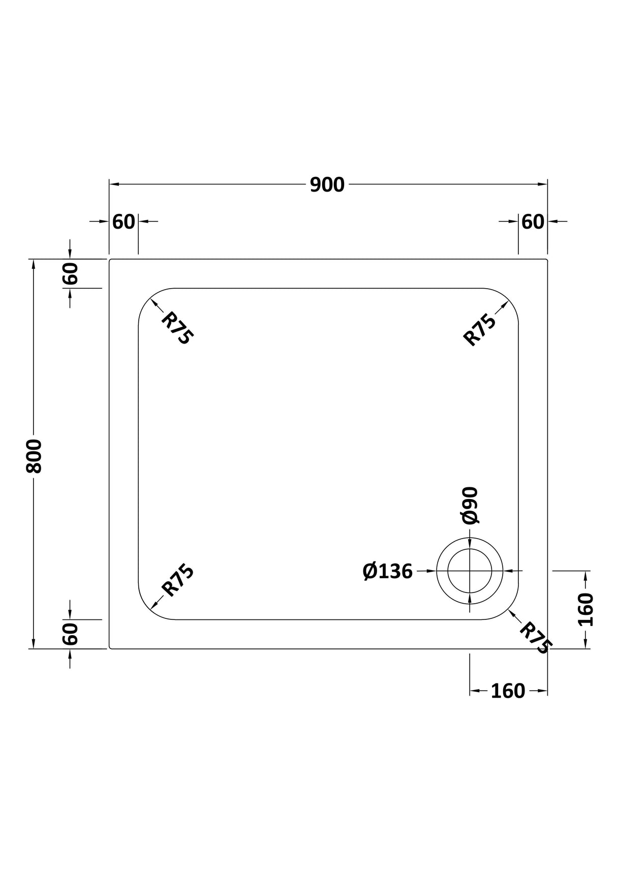 Shower Stone Tray Size