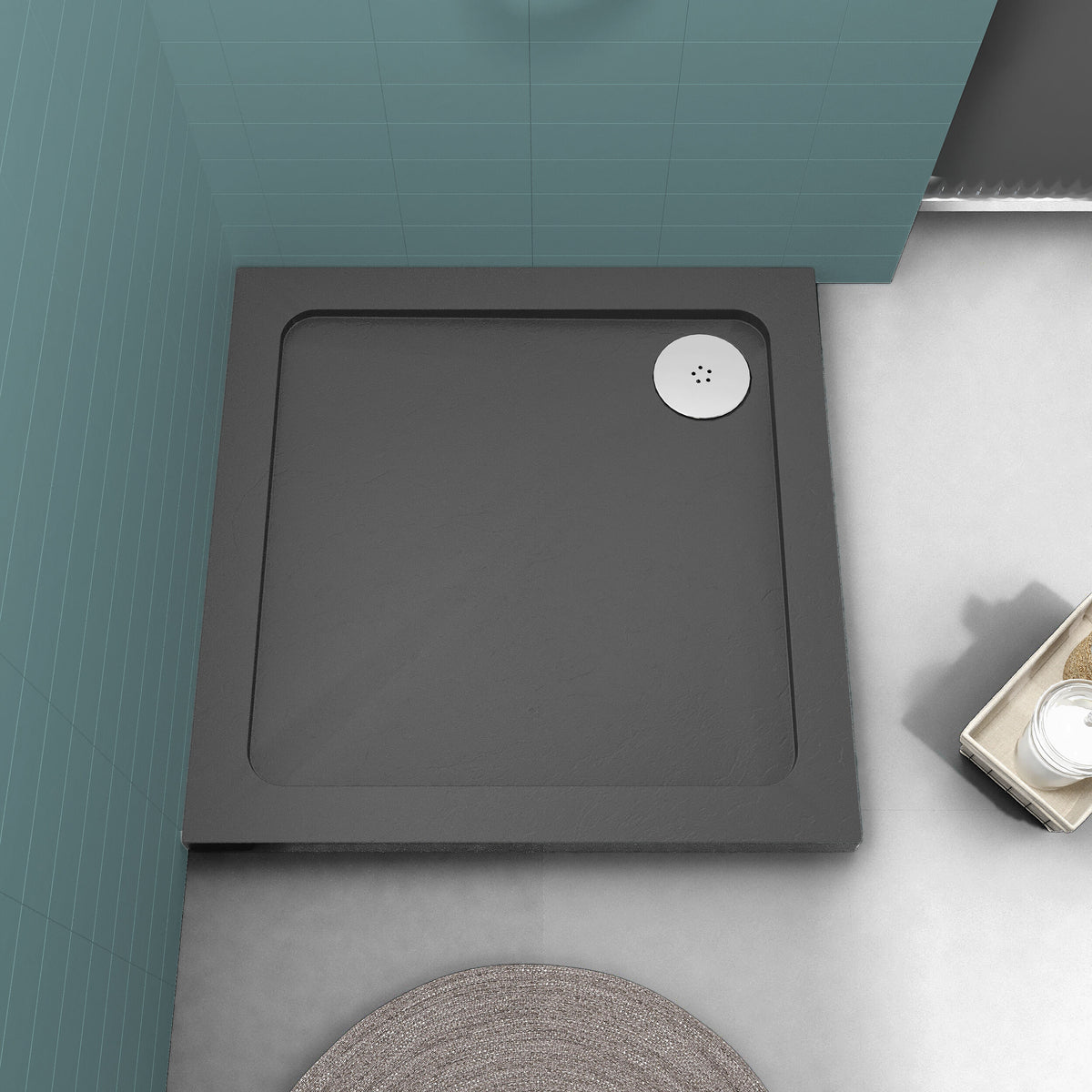 700mm Slate Grey Slimline Square Shower Tray