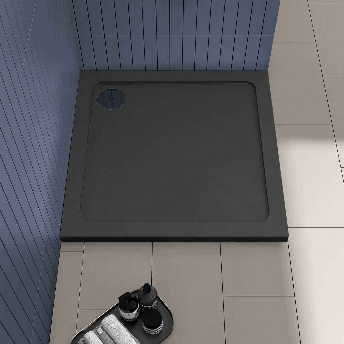 800 x 800mm Slate Grey Slimline Square Shower Tray