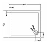 900 x 760mm  Slate Grey Slimline Rectangular Shower Tray
