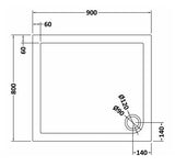 900 x 800mm  Slate Grey Slimline Rectangular Shower Tray