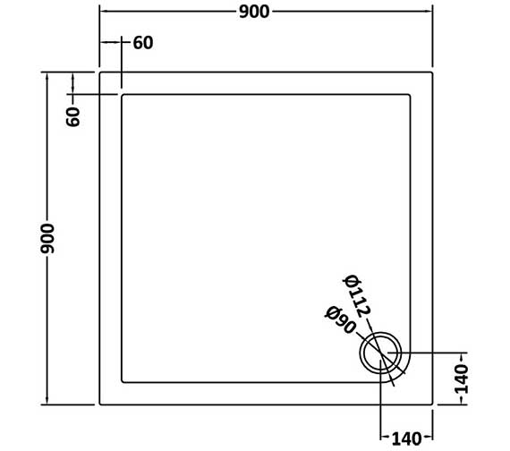 900mm  Slate Grey Slimline Square Shower Tray