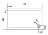 1200 x 700mm Slate Grey Slimline  Rectangular Shower Tray