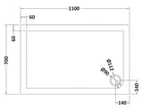 1100 x 700mm Slate Grey Slimline  Rectangular Shower Tray