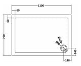 1100 x 760mm Slate Grey Slimline  Rectangular Shower Tray