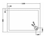 1100 x 800mm Slate Grey Slimline  Rectangular Shower Tray