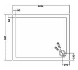 1100 x 900mm Slate Grey Slimline  Rectangular Shower Tray