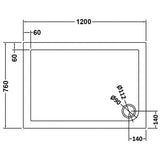 1200 x 760mm Slate Grey Slimline  Rectangular Shower Tray