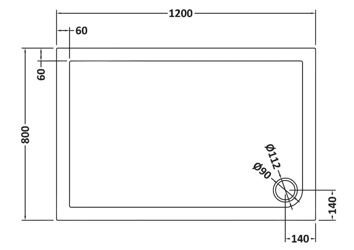 1200 x 800mm Slate Grey Slimline  Rectangular Shower Tray