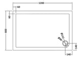 1200 x 800mm Slate Grey Slimline  Rectangular Shower Tray