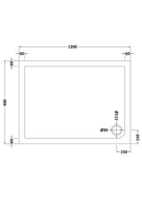 1200 x 900mm Slate Grey Slimline  Rectangular Shower Tray