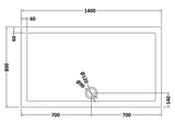 1400 x 800mm Slate Grey Slimline  Rectangular Shower Tray