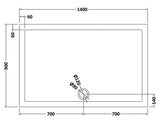 1400 x 900mm  Slate Grey Slimline  Rectangular Shower Tray