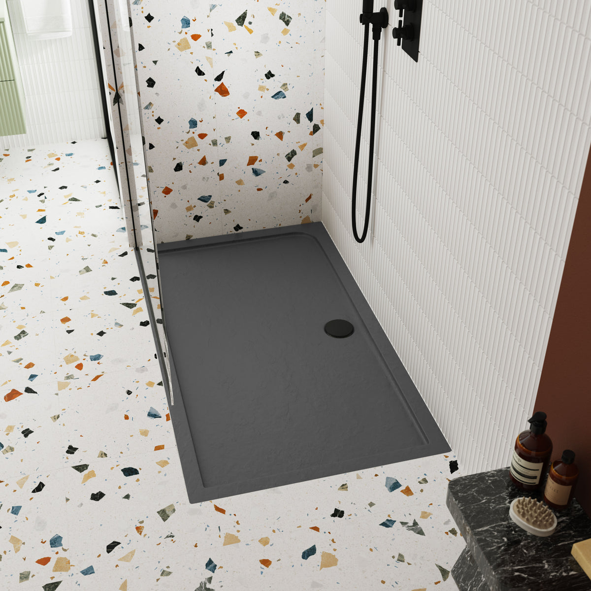 1400 x 900mm  Slate Grey Slimline  Rectangular Shower Tray