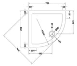700mm Slate Grey Slimline Quadrant Shower Tray