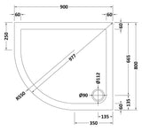 900 x 800mm Slate Grey Slimline Left Hand Offset Quadrant Shower Tray